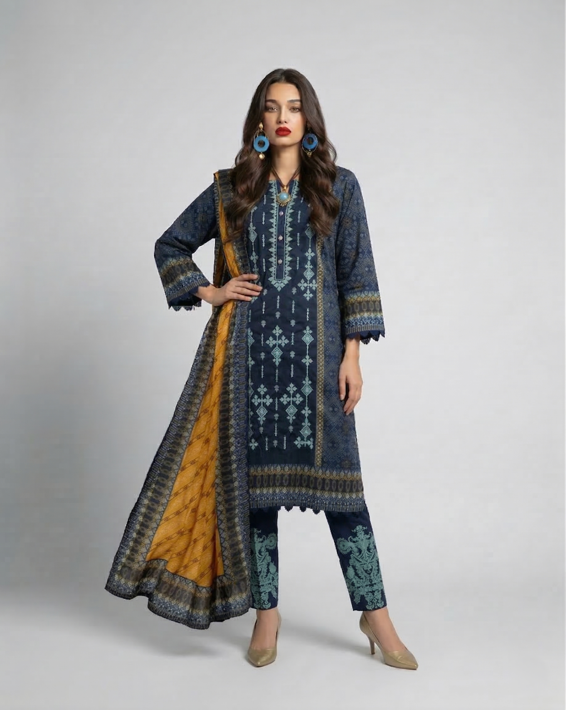 Kurti Top with Embroidery | 100% Lawn Cotton